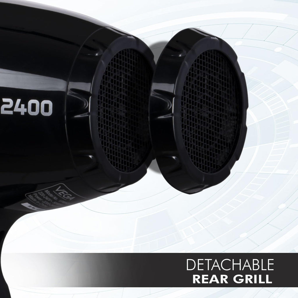 VEGA PROFESSIONAL Pro Dry 2400W Hair Dryer for Women & Men, Professional Blow Dryer with Cool Shot Button & Combination of 4 Heat & 2 Speed Settings, 16 Amp Plug, Salon Hair Styling at Home (VPMHD-03)