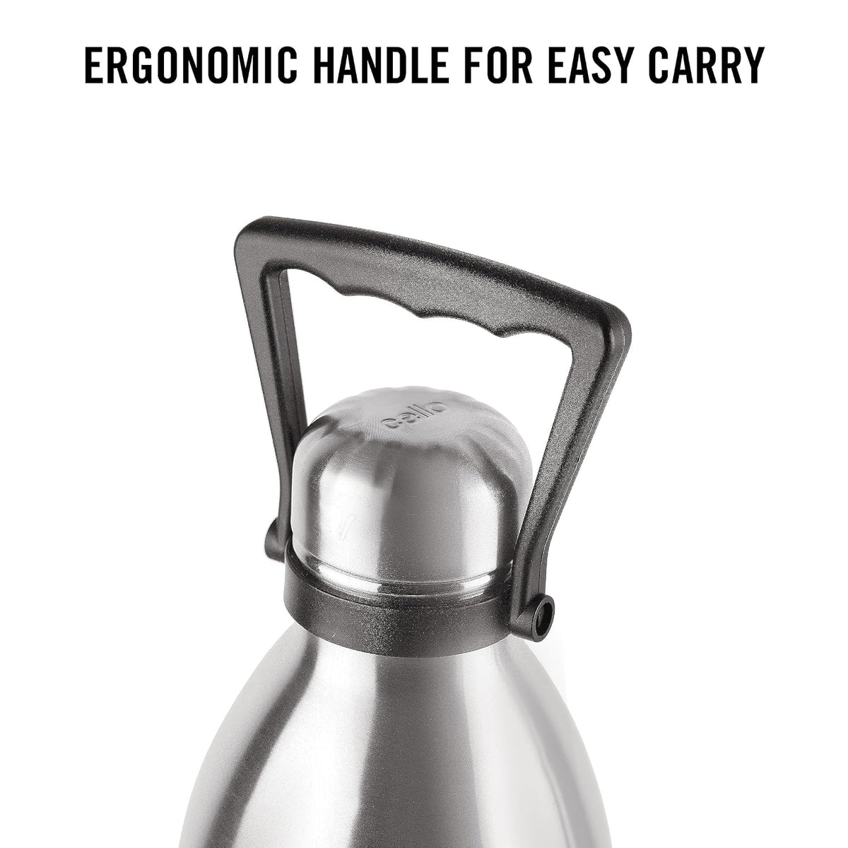 CELLO Swift Stainless Steel Hot and Cold Water Bottle 2000 ml Silver | ISI Certified Spillproof Leakproof Screw Lid Double Wall Vacuum Insulated Thermos Flask Water Bottle for Home Office Gym Travel
