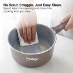 Prestige Ceraglide Duo Sauce pan 16Cm/1.4L with Glass Lid Non-Stick Ceramic Coating|Works On Gas & Induction|High Heating|Cool Touch Handle|Grey