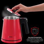Hawkins Electric Red Kettle 1.2 Litre | 1200W | Cool Touch Body | Auto Cut-Off & Dry-Boil Protection | LED Indicator | Cord Storage | Red (HKT1R)