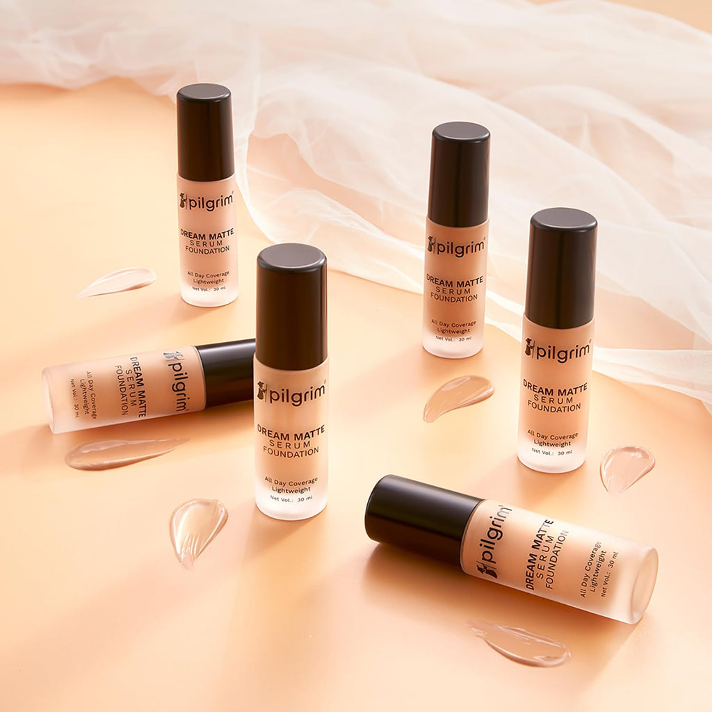 Pilgrim Medium Rich Caramel Serum Liquid Foundation, Matte & Poreless,30 ml
