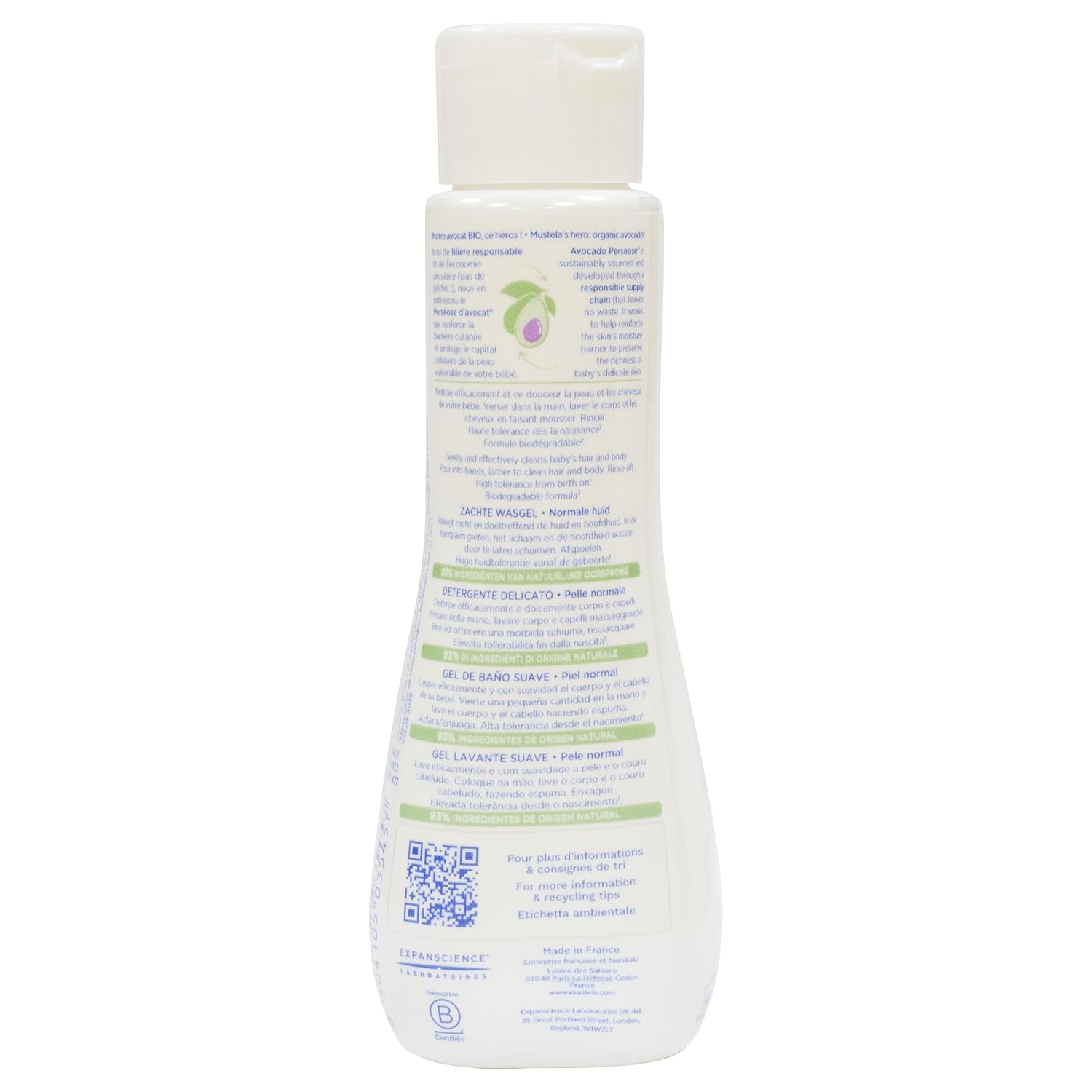 Mustela Baby Body Wash and Shampoo with Avocado 100ml