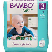 Bambo Nature Premium Baby Tape Diapers for Baby Medium Size (4-8 Kgs) - Super Absorbent, Breathable, Extra Soft, Dermatologically Tested, Hypoallergenic Infant Nappies With Wetness Indicator, 28 Count