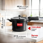 Prestige Svachh Hard Anodised Aluminium Outer Lid Pressure Cooker, 7.5 Litre, Black, 7.5 Liter