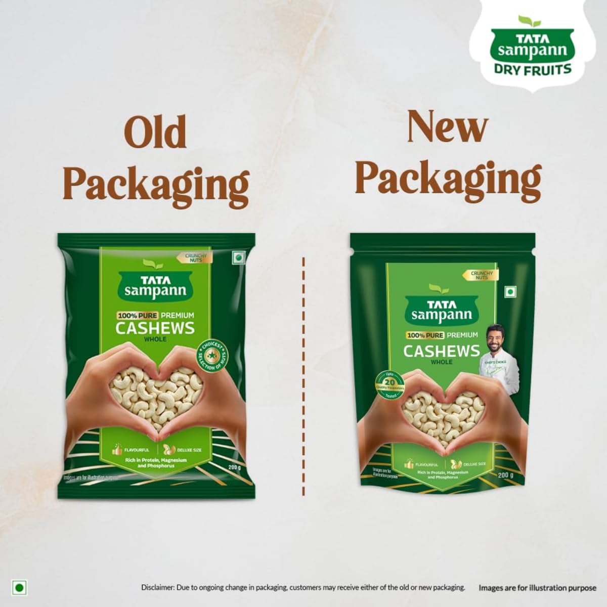 Tata Sampann Pure Cashews Whole/Kaju, 200g