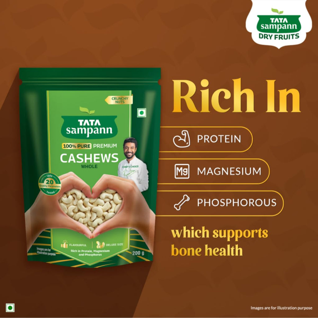Tata Sampann Pure Cashews Whole/Kaju, 200g