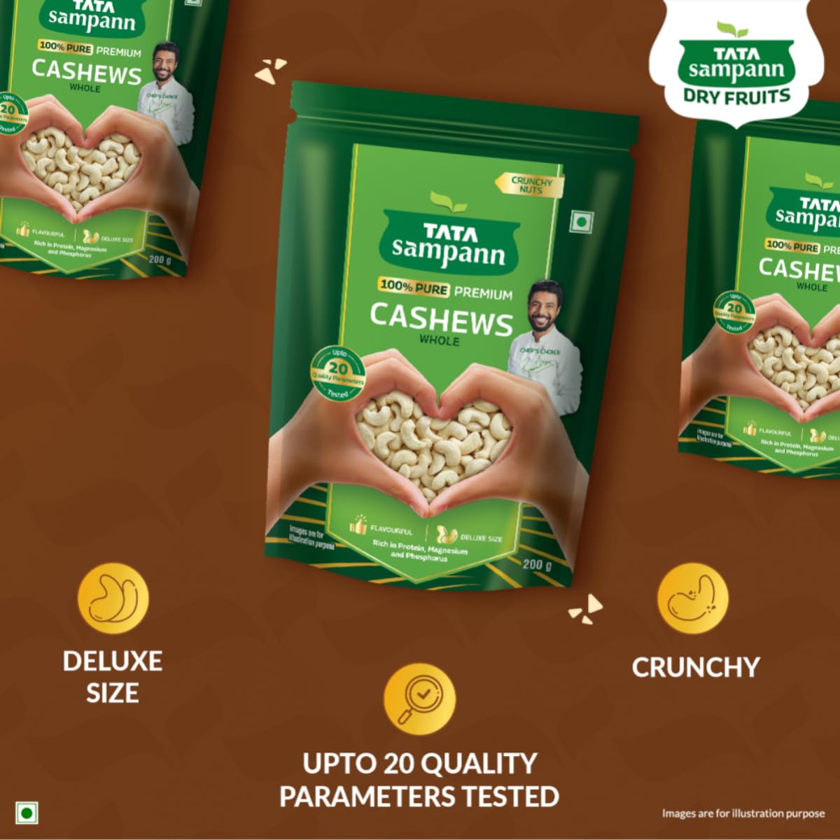 Tata Sampann Pure Cashews Whole/Kaju, 200g