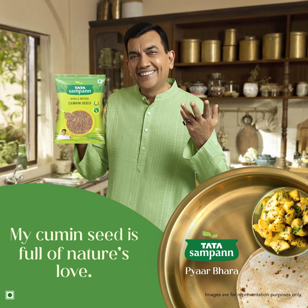 Tata Sampann Cumin Seed (Jeera), Whole Spices, Natural Oils*, Rich Aroma, 200g