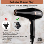 Vega Pro-Xpert 2200W Professional Hair Dryer for Women with 2 Speed/3 Heat Settings, Cool Shot Button, Diffuser & 2 Detachable Nozzles, Travel Friendly, (VHDP-03), 2000 Watts, Black