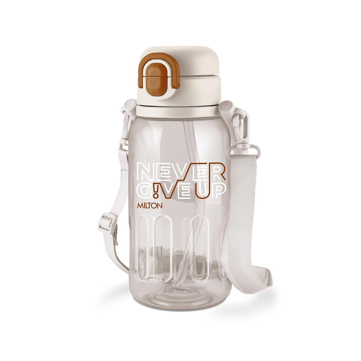 MILTON Regan 850 2-in-1 Lid Sip or Gulp Water Bottle | Sturdy Handle And Strap I BPA Free| Food-Grade | One-Touch Open | Leak-Proof | Ideal for Office, School, College, Gym | 836ml, White