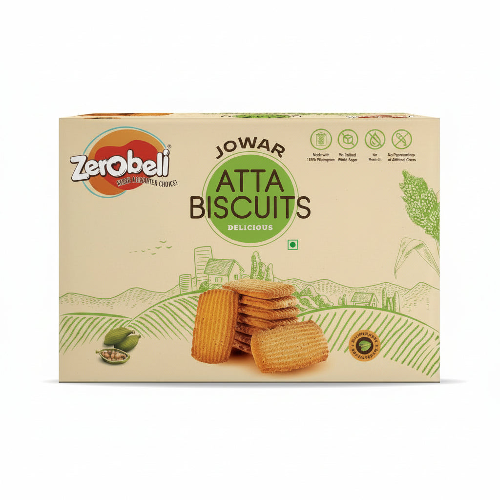 Zerobeli Premium Jowar Atta Digestive Biscuits with Elaichi - 375g
