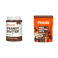 Pintola Peanut Butter Chocolate Flavour Crunchy 1kg - 18.6g Protein & 5.2g Dietary Fiber, Made + PINTOLA 25g High Protein Oats 400g, Dark Chocolate,No Refined Sugar, with Almonds Raisin,