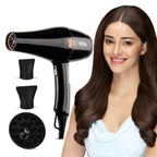 Vega Pro-Xpert 2200W Professional Hair Dryer for Women with 2 Speed/3 Heat Settings, Cool Shot Button, Diffuser & 2 Detachable Nozzles, Travel Friendly, (VHDP-03), 2000 Watts, Black