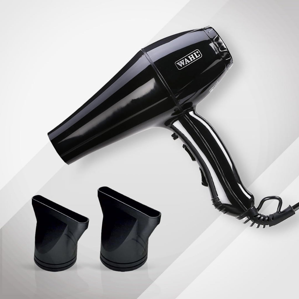 Wahl 05439-1024 Super Dry 1800 Watts Professional Styling Hair Dryer with Tourmaline Technology, Black, 3 Heat Settings 2 Speed Settings, 2.4 m long cord, Cold Shot Button to Prevent Hair Damage, Secondary Thermal fuse for Overheat Protection