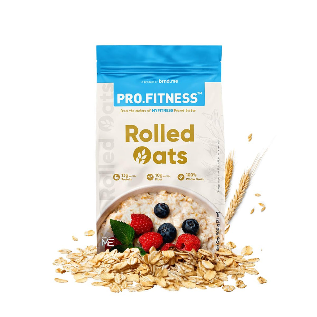 PRO.FITNESS Rolled Oats 900g |100% Wholegrain Premium Rolled Oats | 13g Protein & 10g Rich in Fiber | Nutritious & Healthy Breakfast Cereal