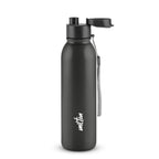 MILTON Caper 1000 Stainless Steel Water Bottle 870 ml, Single Walled, ISI Certified I Leak Proof Lid, Rust Proof I For School, Office, Gym I Black