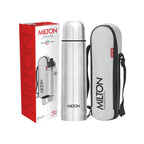 Milton Flip Lid 750 Thermosteel 750 ml Water Bottle, 24 Hr Hot and Cold I Leak Proof Lid with Jacket, ISI Certified I Vacuum Insulated I for Office, Gym, School I Silver