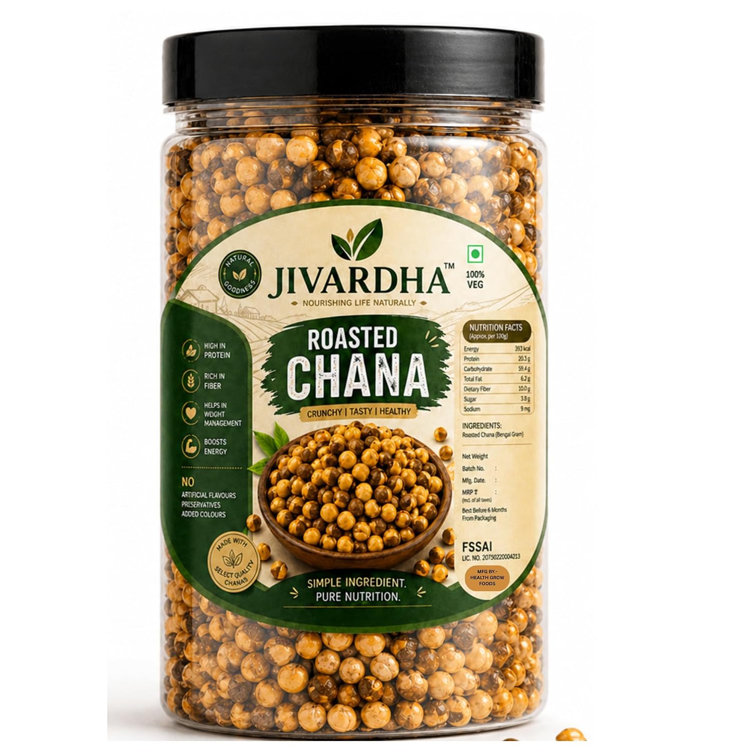 Roasted Chana Whole, Crunchy Snack, Natural Ingredients And protein