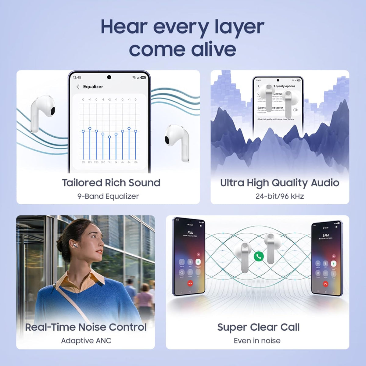 Samsung Galaxy Buds4 (Black) in-Ear Wireless Earbuds with Hi-Fi Audio | Adaptive ANC and EQ 2.0 | 360-Audio | Live Translation