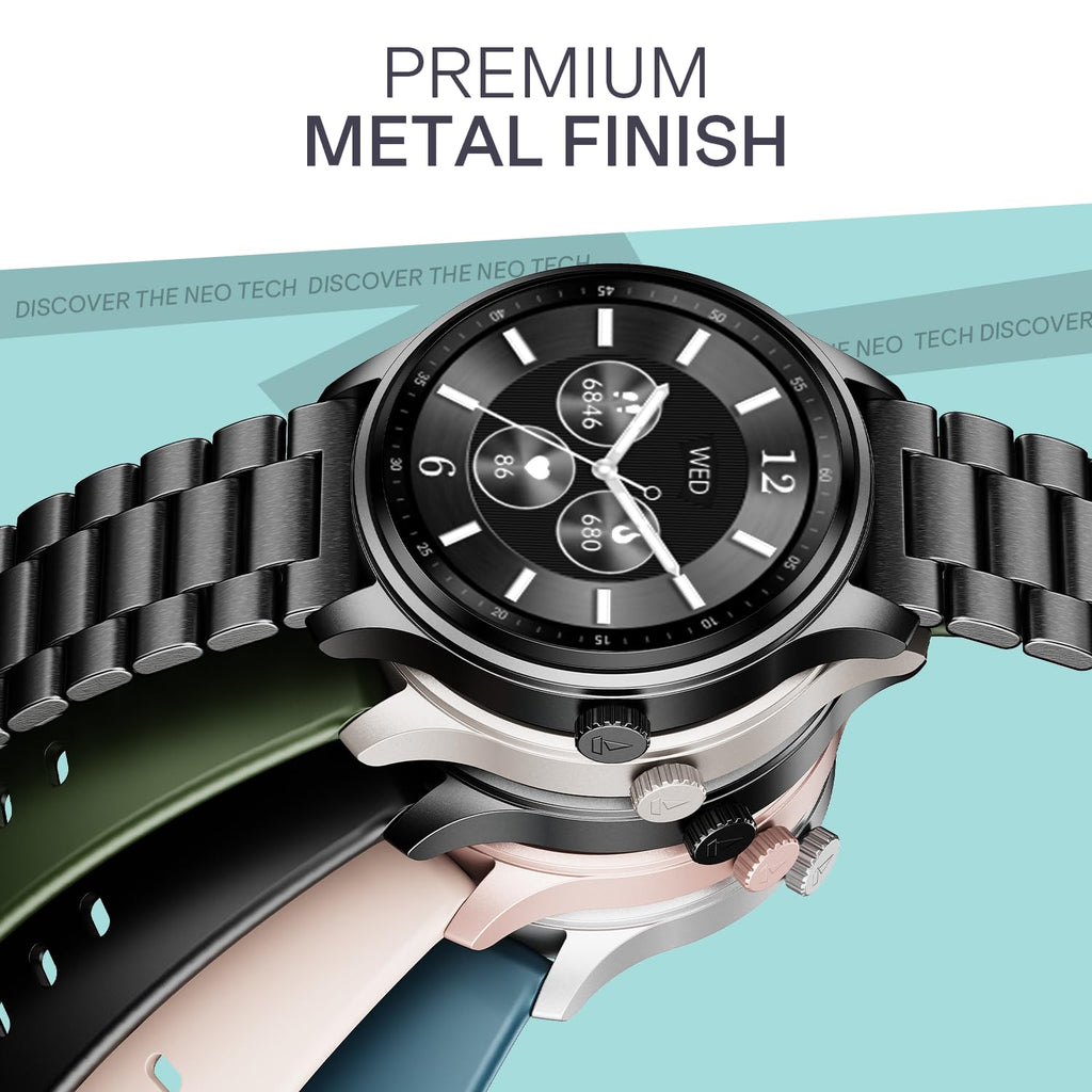 boAt Lunar Discovery Neo, 1.39" (3.5 cm) Round HD Display, Premium Metallic Finish, Animated Watchfaces, 100+ Sports Mode, Bluetooth Calling, Smart Watch for Men & Women (Olive Gold)