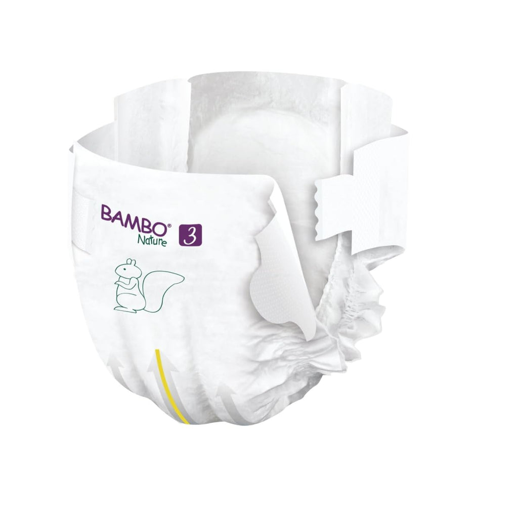 Bambo Nature Premium Baby Tape Diapers for Baby Medium Size (4-8 Kgs) - Super Absorbent, Breathable, Extra Soft, Dermatologically Tested Infant Nappies, Bamboo Diaper With Wetness Indicator, 84 Count (28 Count, Pack of 3)