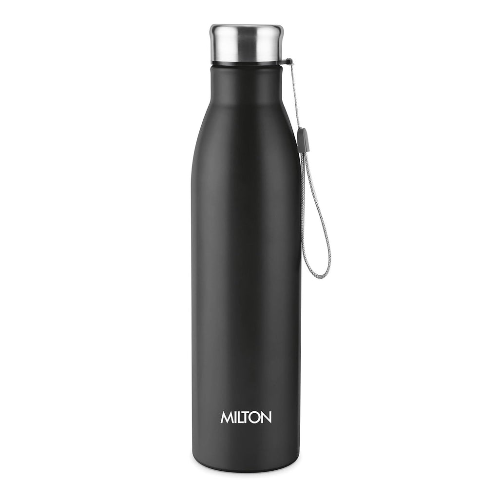 Milton Aero 1000 Stainless Steel Water Bottle I ISI Certified I Soft Powder Coat Premium Finish I Leak Proof - Light Weight I for Office, School, College, 980 ml, Black