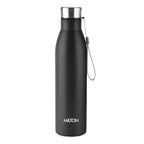 Milton Aero 1000 Stainless Steel Water Bottle I ISI Certified I Soft Powder Coat Premium Finish I Leak Proof - Light Weight I for Office, School, College, 980 ml, Black
