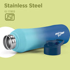 MILTON Comet 1000 ISI Certified Stainless Steel Water Bottle I Leak Proof I Rust proof I Single Walled I Ideal for Office, School, Home, Gym, 1000 ml, Light Blue & Dark Blue