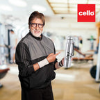 CELLO Goldie Stainless Steel Water Bottle 1000 ml, Silver | ISI Certified, Single Walled, Rust & Leakproof, Easy to Open & Pour Wide Mouth Steel Bottle | Perfect for School, College, Office, Travel