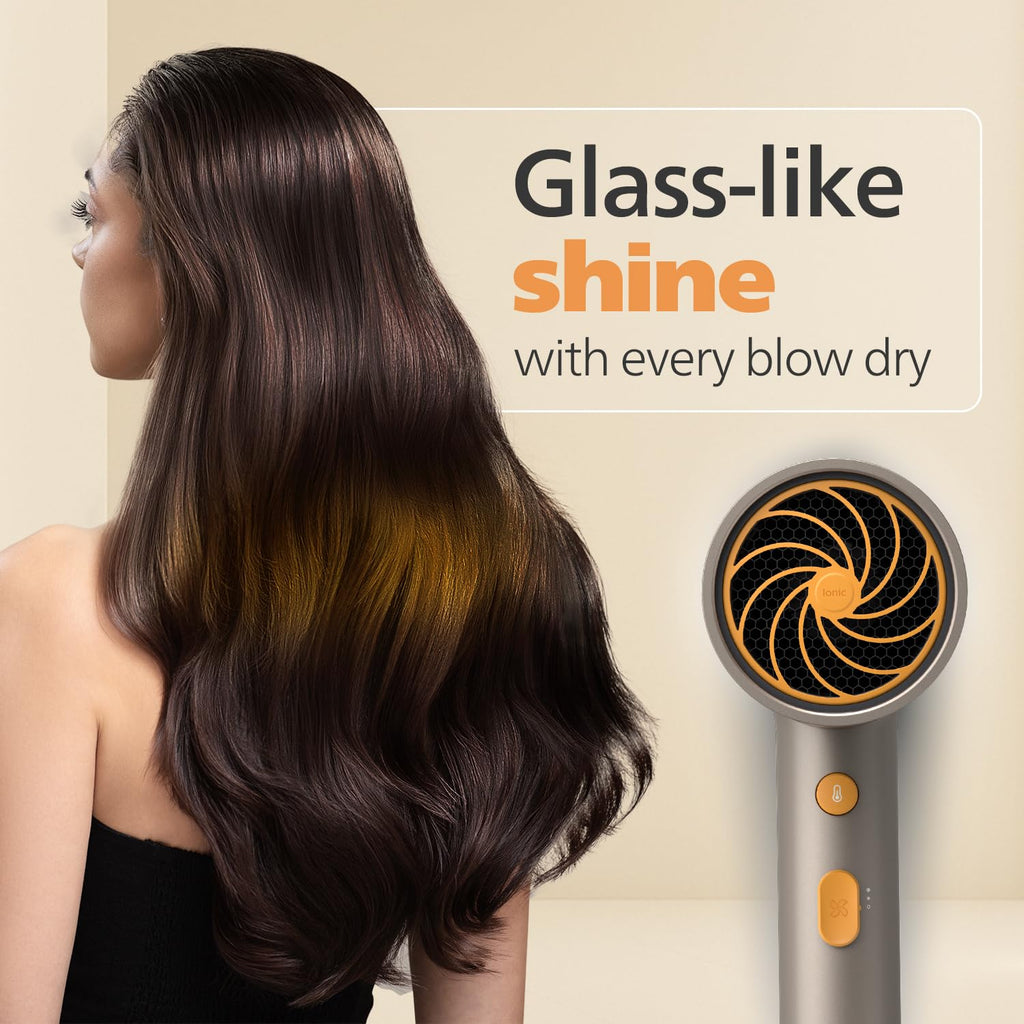 Philips India's No.1 Hair Styling Brand - Glass like Shine Hair Dryer | 1600W | 4 Heat x Speed Modes | 30M Negative ions | Travel-Friendly | For Indian Hair | Gifts for Men | BHD321
