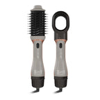 Ikonic Me 3-In-1 Express Styler Hot Air Brush For Women, 1200W Hair Dryer Brush With 1.5-Inch Ceramic Titanium Tourmaline Barrel, Blow Dryer, Hair Straightener, Volumizer Brush, Fast Drying, Frizz-Free Styling, Grey
