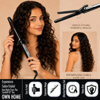 Professional Feel CURLING TONG, Hair Curler with 25mm Ceramic Barrel, Heat Ready Indicator, Comfortable Rubber Grip, Safety Stand and Salon Length Swivel Cord for quick Salon like finish (25mm)