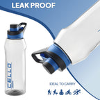 CELLO Fitbe Flip Cap Water Bottle For Daily Use 1000 ml, Black Blue | BPA Free, Reusable & Unbreakable Leakproof Lightweight Easy to Carry with Handle PET Water Bottle For Gym Office Indoor & Outdoor