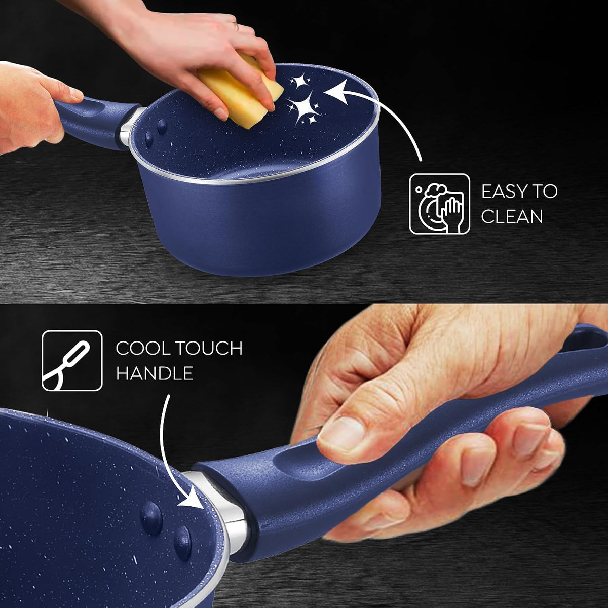 Prestige Ceraglide Ceramic Coating Non-Stick Aluminium Cookware Sauce Pan 16 Cm (1.4 Litre) with Glass Lid