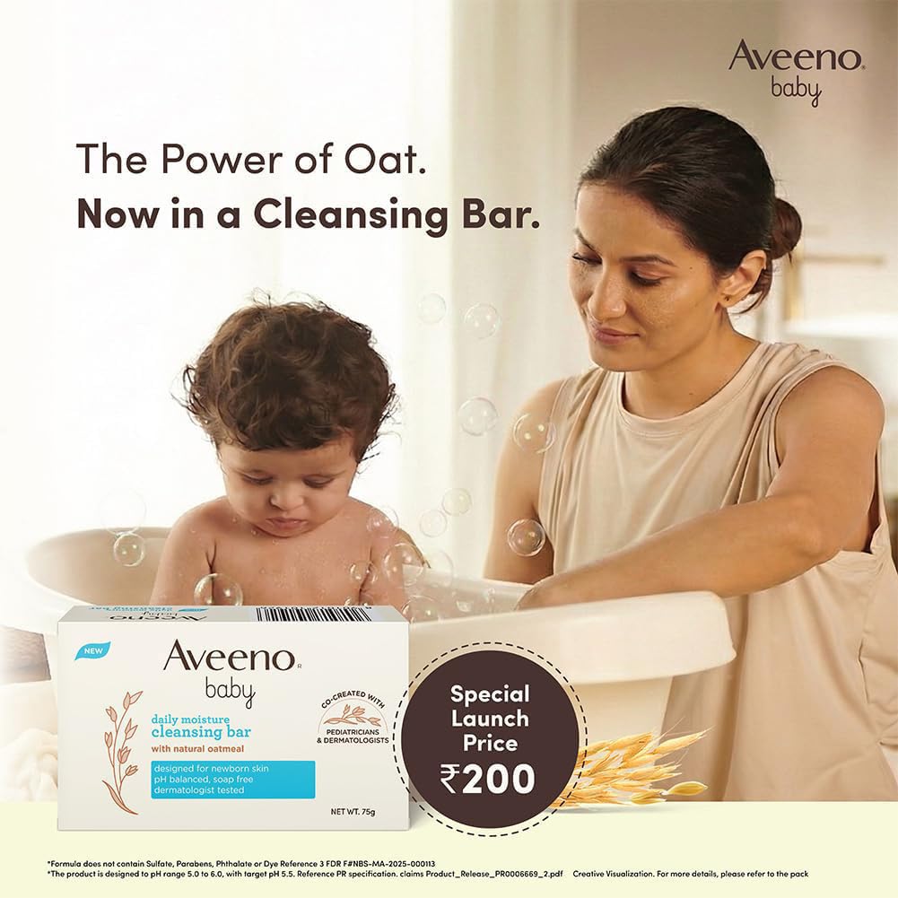 Combo pack Aveeno Baby Daily Moisture Lotion (227g) + Wash and Shampoo (100ml) | With natural oat extract | Hypoallergenic, pediatrician recommended | Cleanses, nourishes, soothes & protects baby's sensitive skin