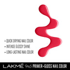 LAKMÉ 9 To 5 Primer + Glossy Finish Nail Colour|| Redcarnival|| 6Ml