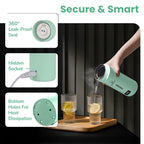 Goodscity Portable Electric Kettle Travel Water Bottle For Boiling Hot Water Milk With Cool Touch Exterior, Auto Shut Off, 300W fast Heating, Leakproof, 1 Touch Screen, 500 Ml, Green, 1 year Warranty
