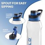 CELLO Fitbe Flip Cap Water Bottle For Daily Use 1000 ml, Black Blue | BPA Free, Reusable & Unbreakable Leakproof Lightweight Easy to Carry with Handle PET Water Bottle For Gym Office Indoor & Outdoor
