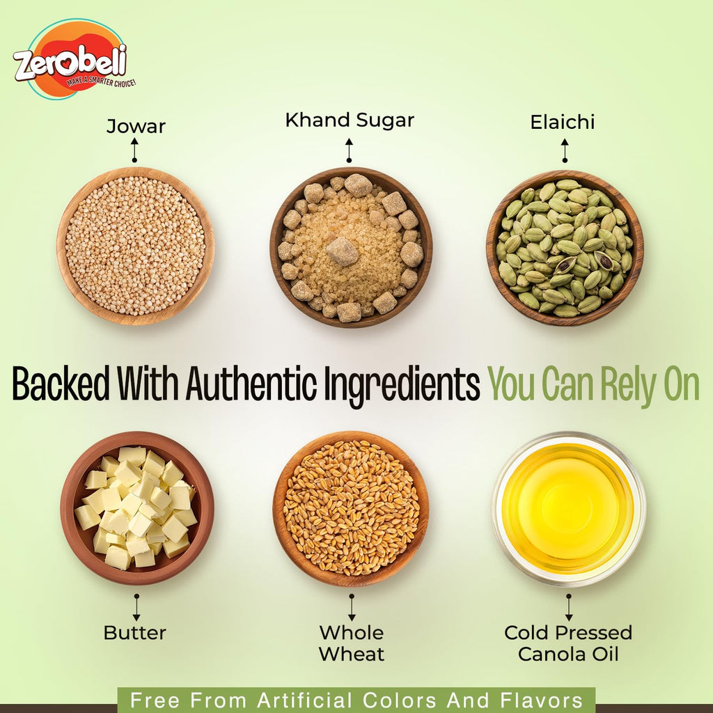Zerobeli Premium Jowar Atta Digestive Biscuits with Elaichi - 375g