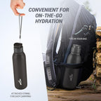 MILTON Caper 1000 Stainless Steel Water Bottle 870 ml, Single Walled, ISI Certified I Leak Proof Lid, Rust Proof I For School, Office, Gym I Black