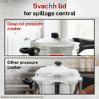 Prestige 3 Litre TRIPLY Svachh Outer Lid Pressure Cooker | Deep Lid for Spillage Control | Gas & Induction Compatible | Gasket Release System | Visual Pressure Indicator | 5Y Warranty