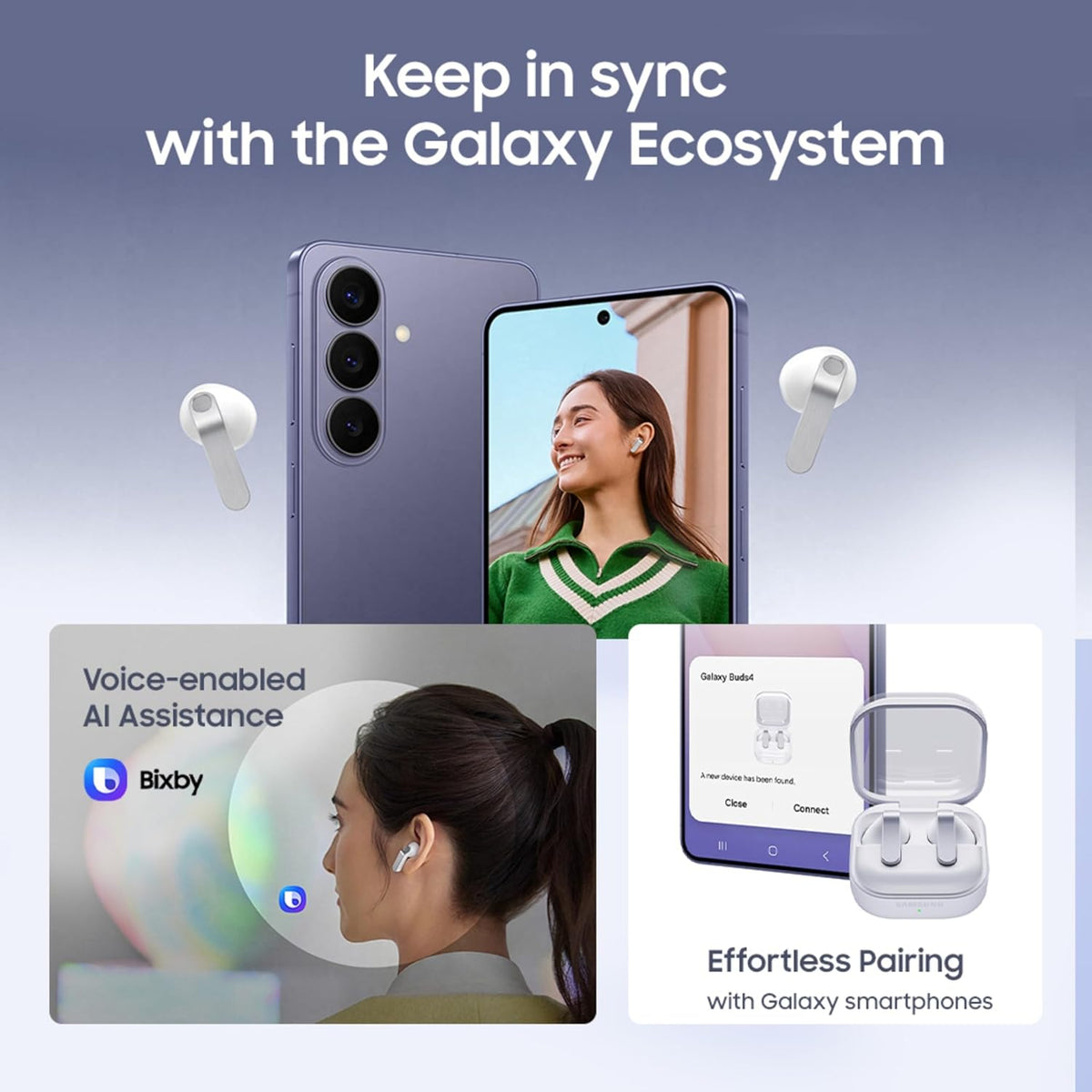 Samsung Galaxy Buds4 (Black) in-Ear Wireless Earbuds with Hi-Fi Audio | Adaptive ANC and EQ 2.0 | 360-Audio | Live Translation