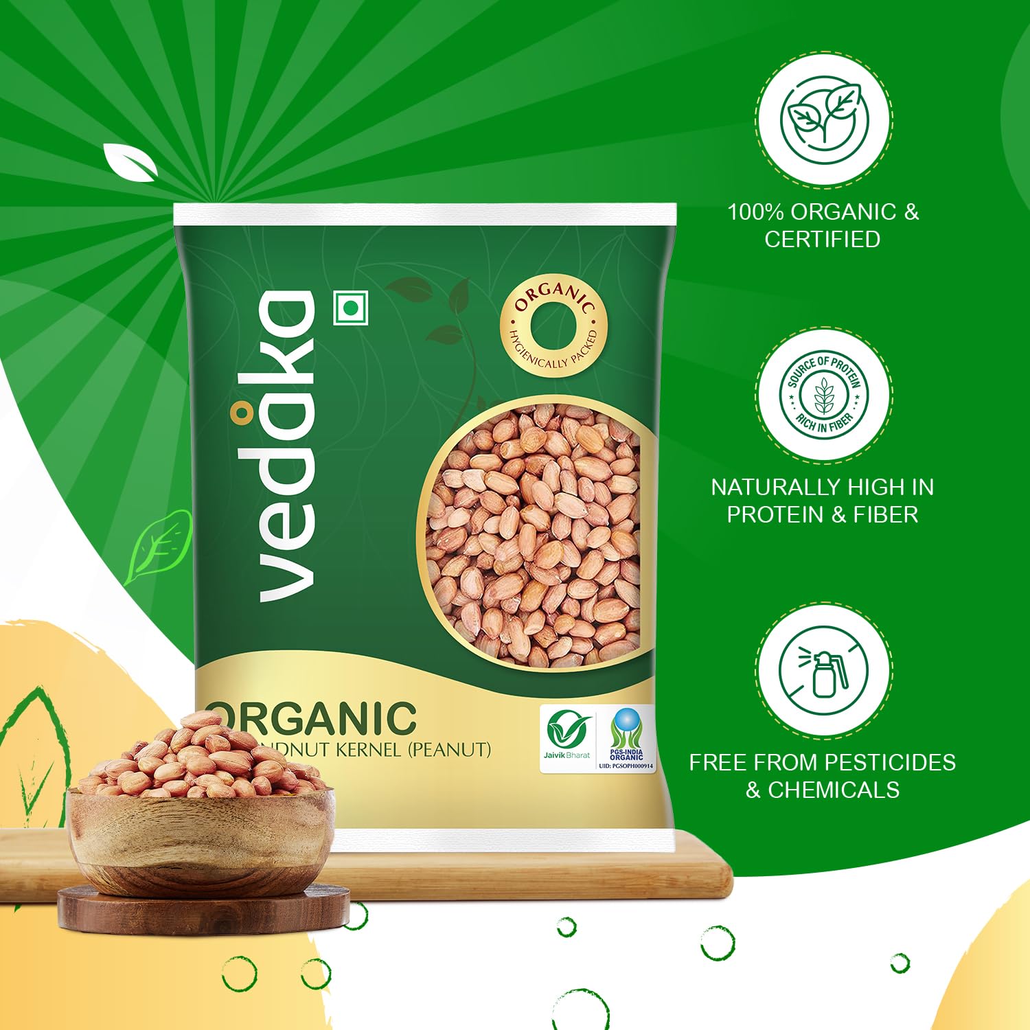 Vedaka Organic Groundnut Kernel (Peanut) | 1 Kg