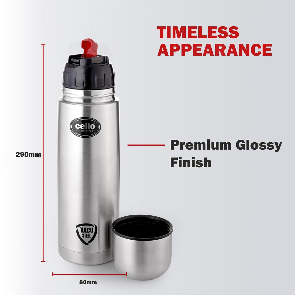 CELLO Swift Stainless Steel Hot and Cold Water Bottle 1000 ml Silver | ISI Certified Spillproof Leakproof Screw Lid Double Wall Vacuum Insulated Thermos Flask Water Bottle for Home Office Gym Travel