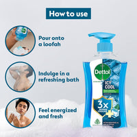 Dettol Icy Cool Body Wash and Shower Gel Pump for Men | Goodness of Salicylic Acid | Menthol Freshness | 500ml