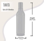 MILTON Prism Pet Water Bottle, Set of 4, 1000 ml, Transparent
