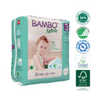 Bambo Nature Premium Baby Tape Diapers for Baby Medium Size (4-8 Kgs) - Super Absorbent, Breathable, Extra Soft, Dermatologically Tested Infant Nappies, Bamboo Diaper With Wetness Indicator, 84 Count (28 Count, Pack of 3)