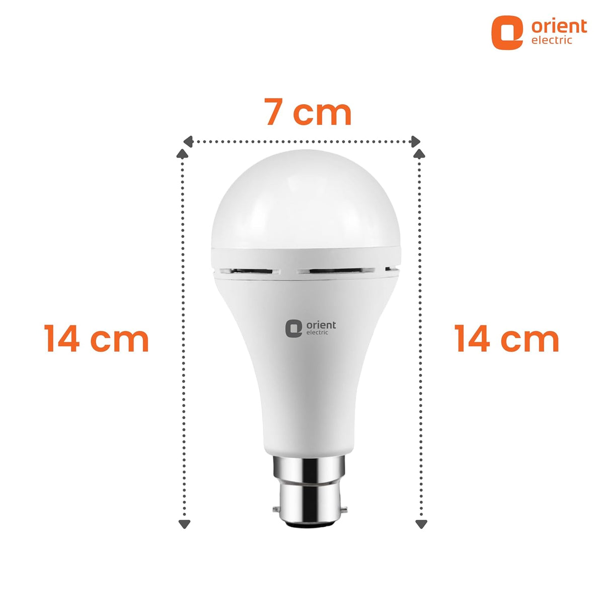 Orient Electric 12W Rechargeable Emergency LED bulb| Inverter Bulb for home with 2 hours battery backup| Up to 4 kV surge protection| 6500K, Cool White, B22d base| Over charging Protection| Pack of 1