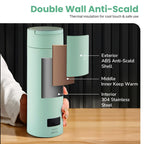 Goodscity Portable Electric Kettle Travel Water Bottle For Boiling Hot Water Milk With Cool Touch Exterior, Auto Shut Off, 300W fast Heating, Leakproof, 1 Touch Screen, 500 Ml, Green, 1 year Warranty