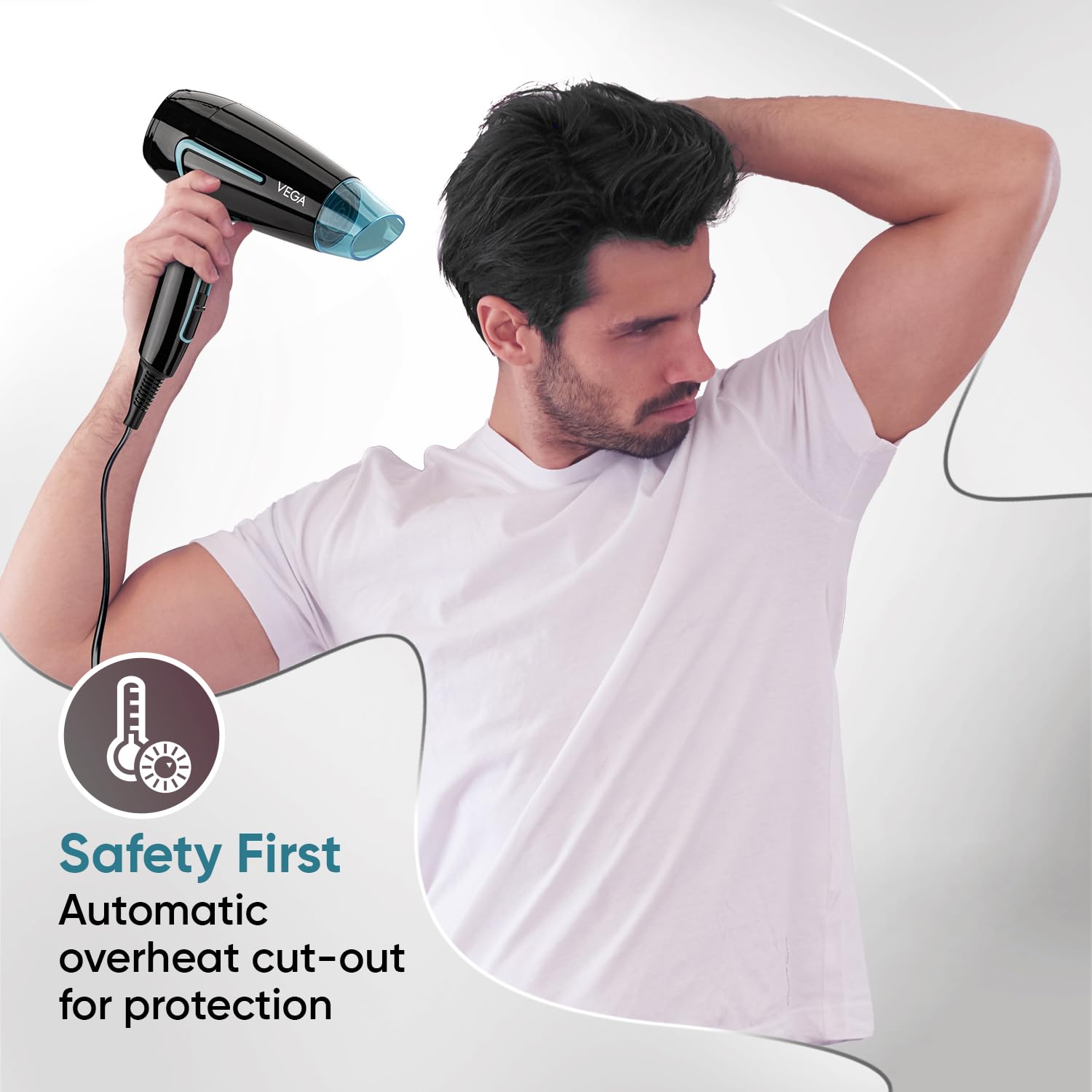 VEGA U Style 1400-1600W Foldable Hair Dryer for Women & Men with Cool Shot Button, 2 Speed/Heat Settings, Detachable Nozzle, Blow Dryer, 16 Amp Plug Fast Hair Drying, 2 Yrs Warranty (VHDH-24)